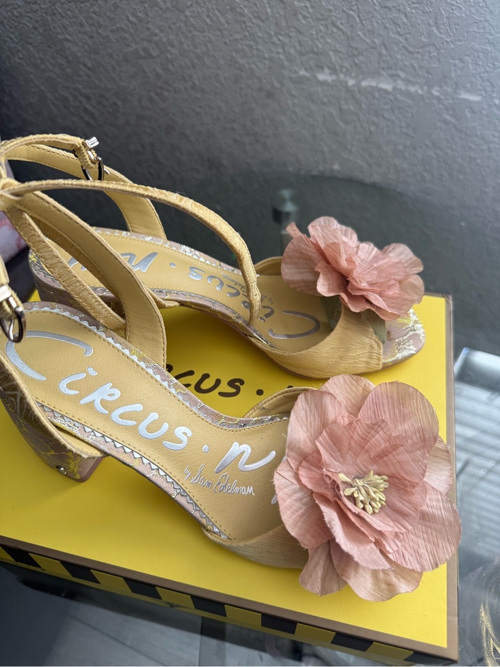 Circus by Sam Edelman Peach Floral Slingback Block Heels
